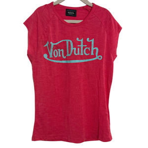 Von Dutch NEW Ladies Small Pink Short Sleeve Raglan Tee T Shirt Top - Minor Flaw